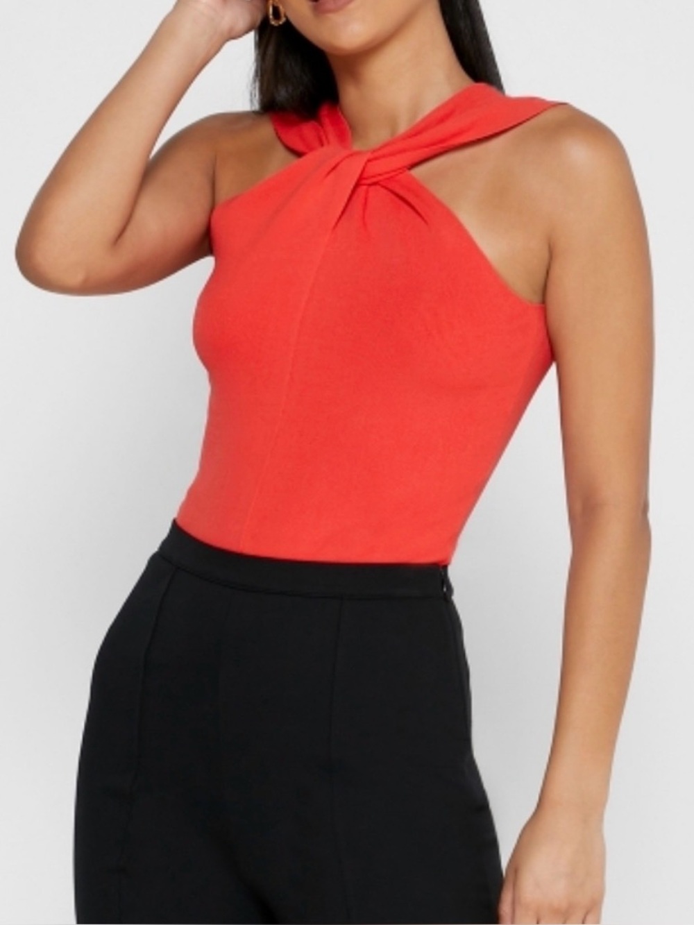 Reiss Brooke Twist Neck Knit Top | Red | Large *flaw